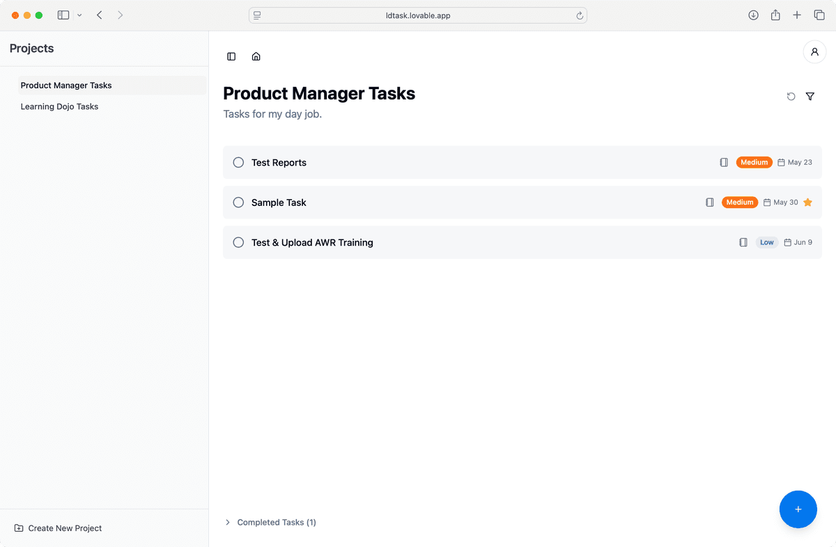 Tasks within Projects